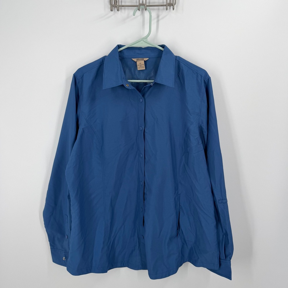 Duluth Trading Co Fishing Shirt Mens XL Blue Long Sleeve Ripstop Vented